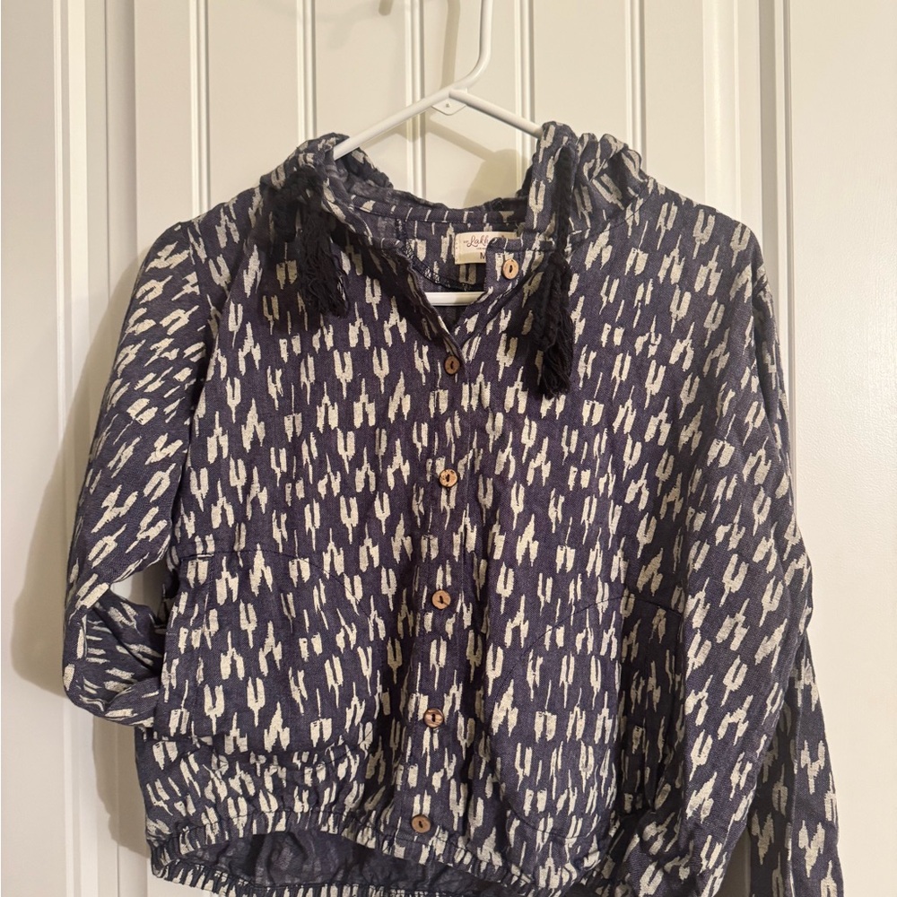 Vintage Lakhays Bomber Jacket M/L with Crocheted All Knowing Eye - Picture 4 of 7